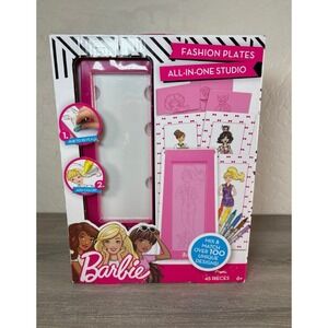 Barbie Fashion Plates All-In-One Studio 45 Piece Drawing Art Set 81698 New